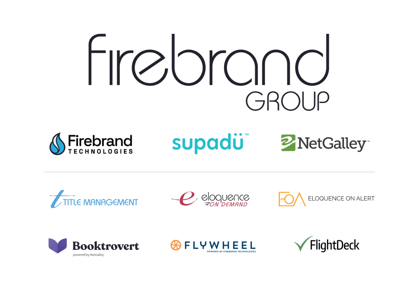 Logos of various companies including Firebrand Group on a white background