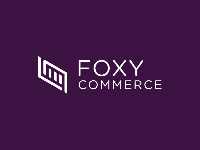 Foxy Commerce logo on a purple background