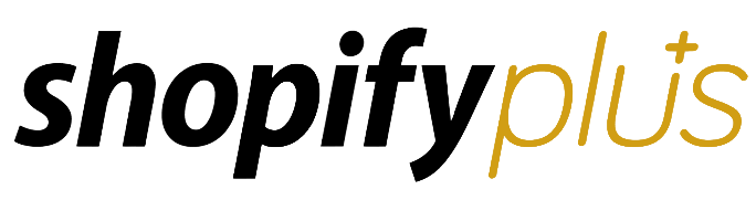 The Shopify Plus logo in black and gold on a white background.
