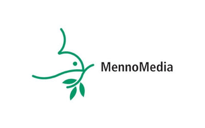 Mennomedia logo with a green leaf design on a white background
