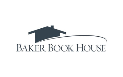 Logo of Baker Book House with a stylized house on a white background