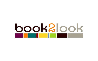 Logo of 'book2look' with colorful bars on a white background