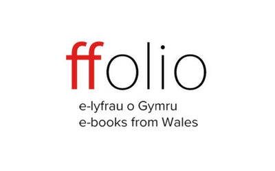 Logo of ffolio with text 'e-books from Wales' on a white background