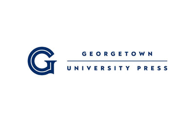 Blue and white logo for Georgetown university press