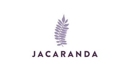Jacaranda logo with a leaf design on a white background