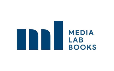 Logo of Media Lab Books with blue vertical bars on a white background