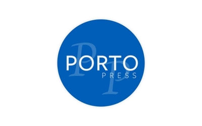 Blue circular logo with 'Porto Press' text on a white background