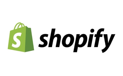 Shopify logo with a green shopping bag icon on a white background