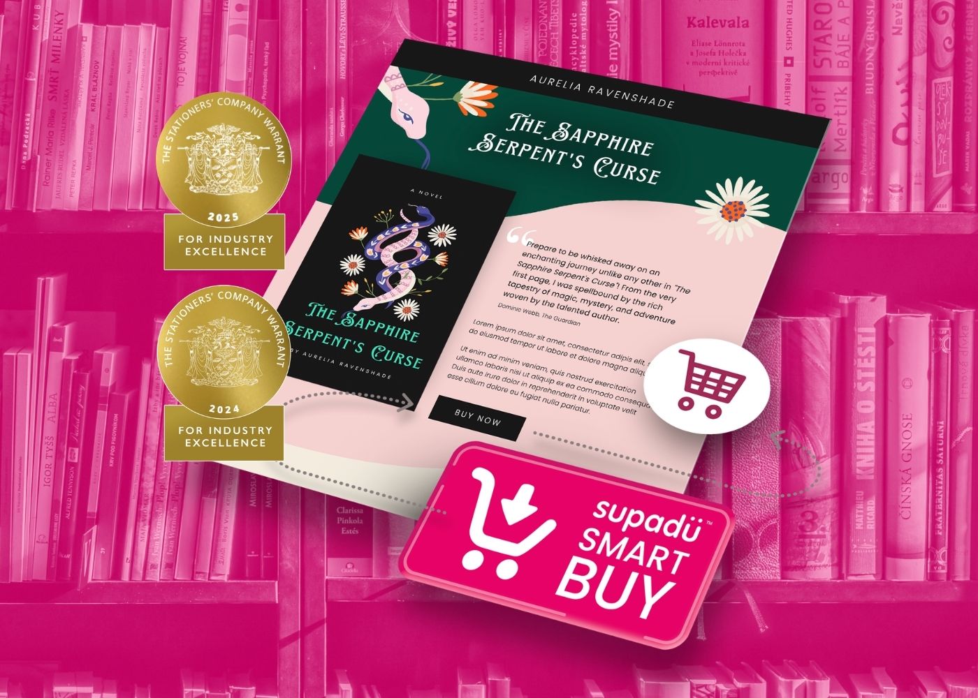 Smart Buy button with website and showing two awards